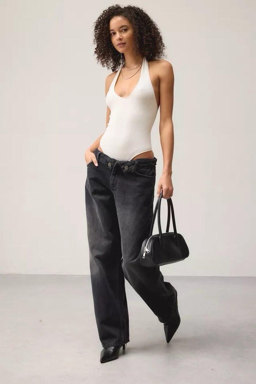 The Tales Oxford Rolled Waist Low-Rise Relaxed Jeans Black 31